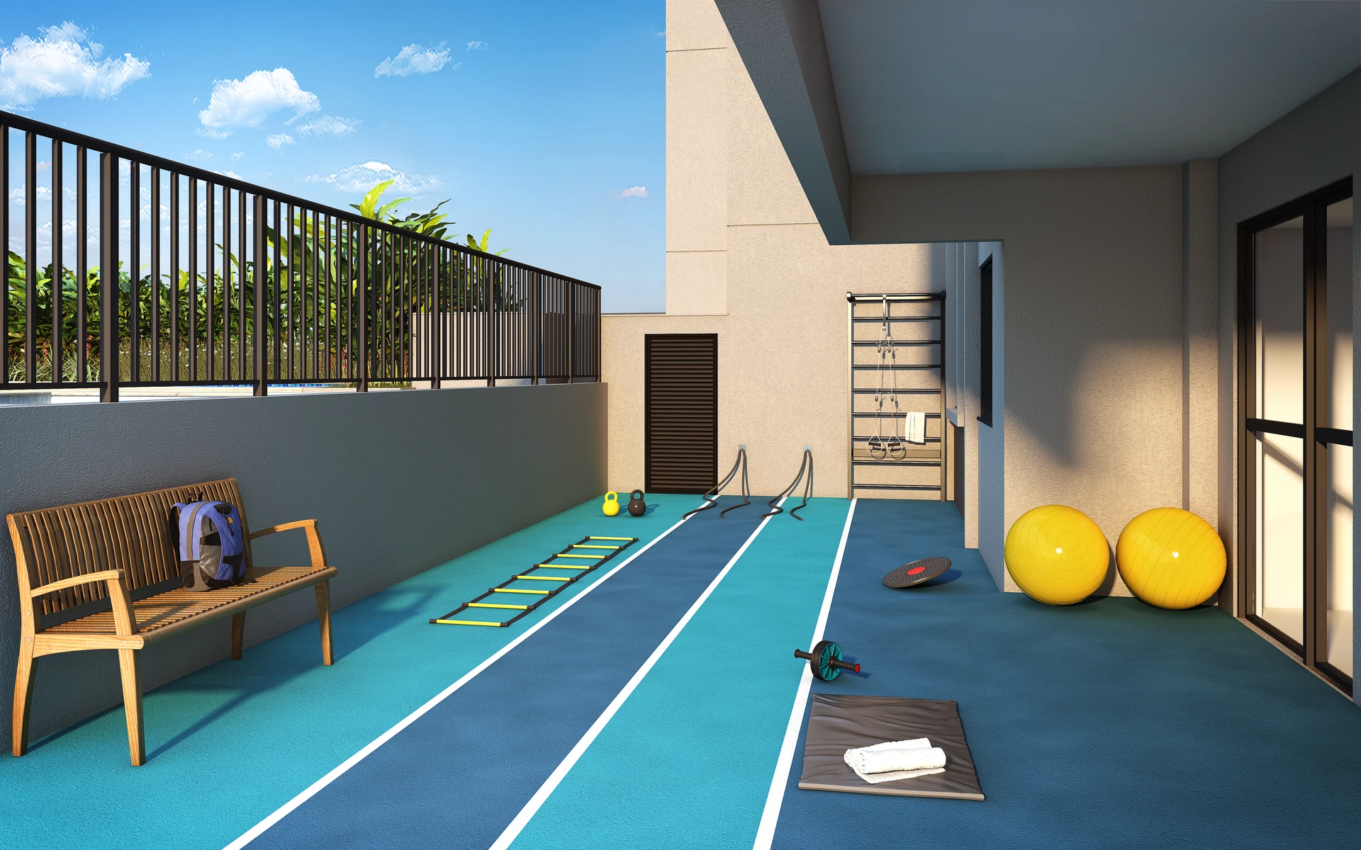 Perspectiva ilustrativa da academia equipada — Go Lapa