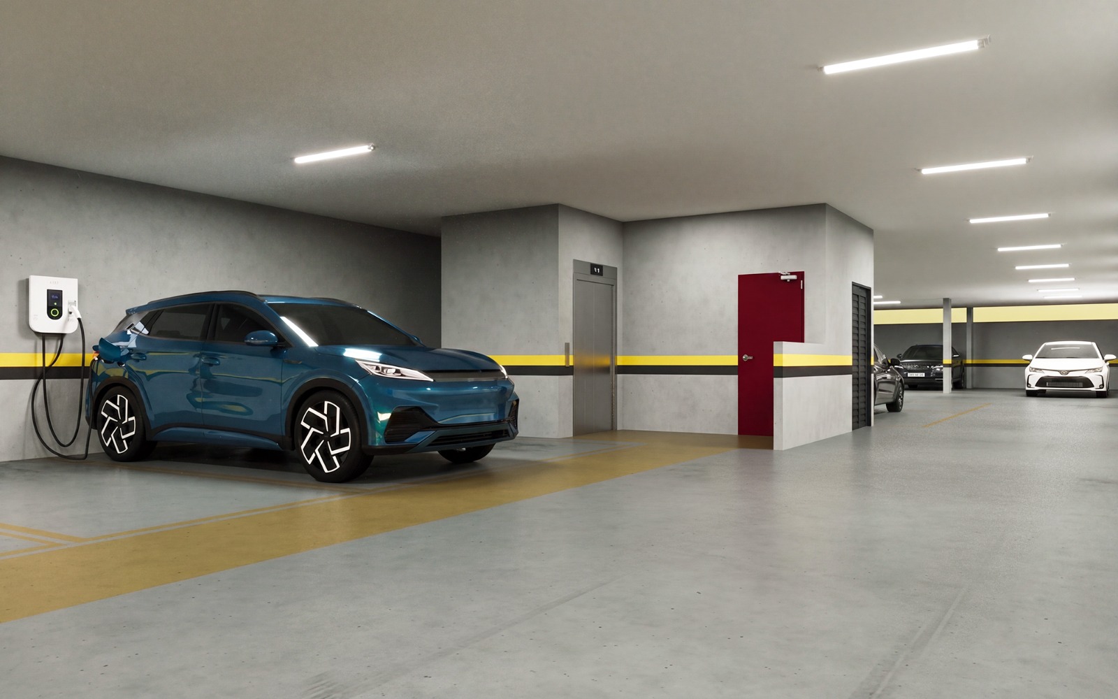 Perspectiva ilustrativa da garagem coberta — UNIC Residence